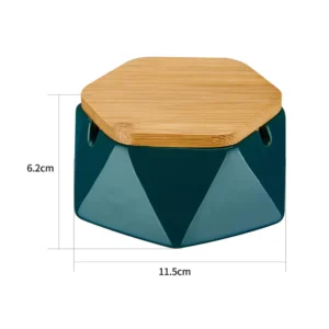 Cenicero de cerámica con tapa de madera AZUL CELESTE