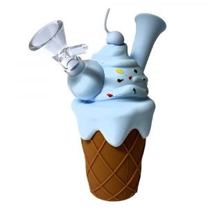 Pipa de Silicona con Forma de Cucurucho de Helado Azul de 14 cm