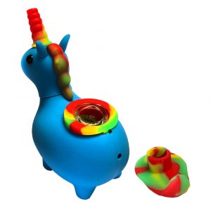 Pipa de Silicona Unicornio Azul de 12 cm